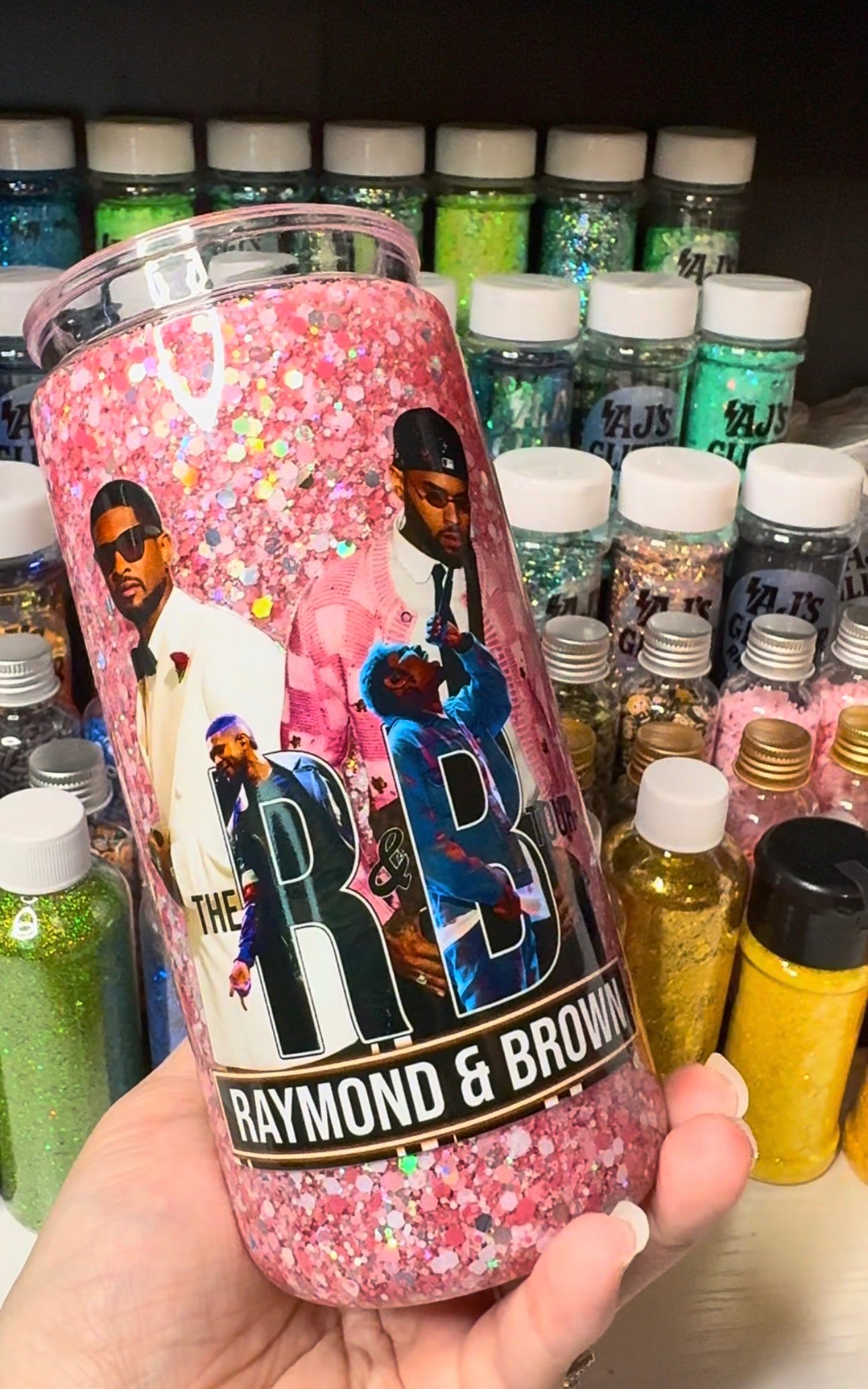 Raymond and Brown Glitter Tumbler